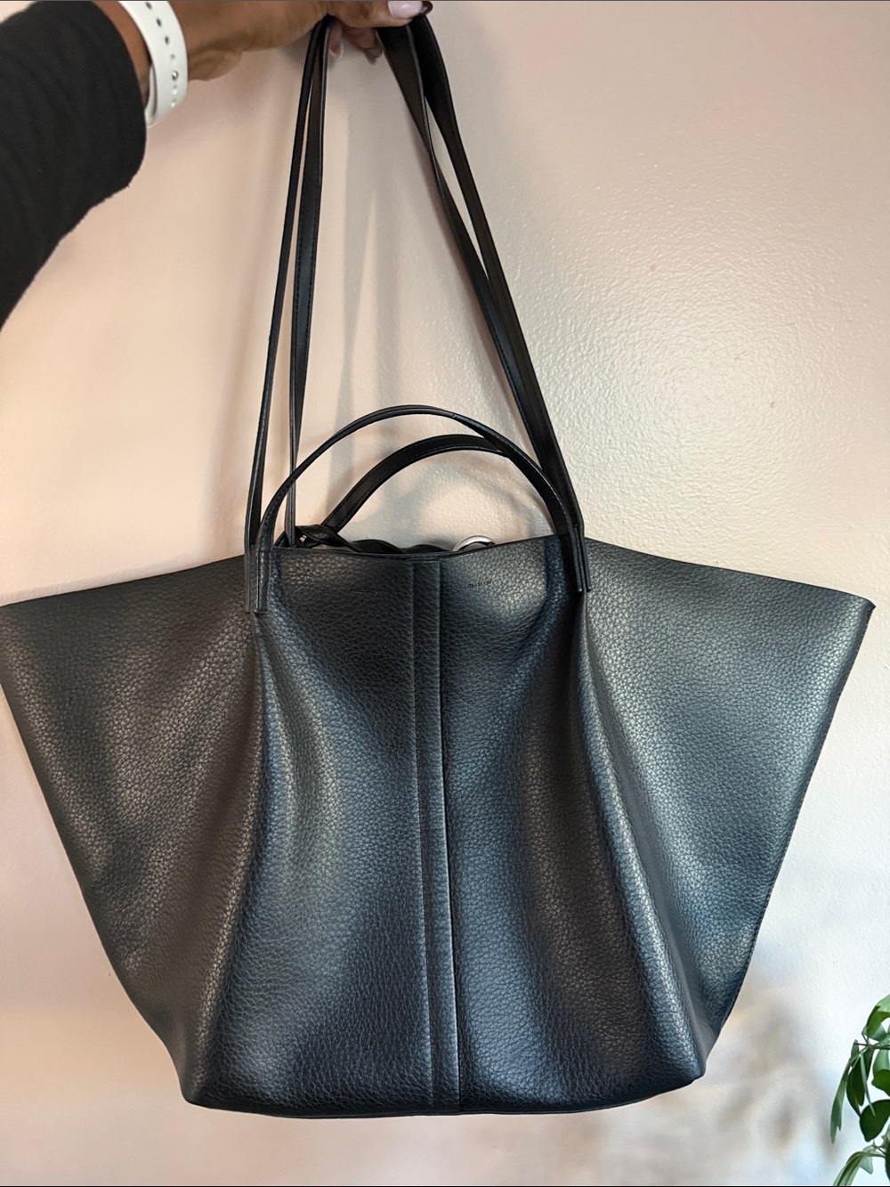AllSaints black leather tote